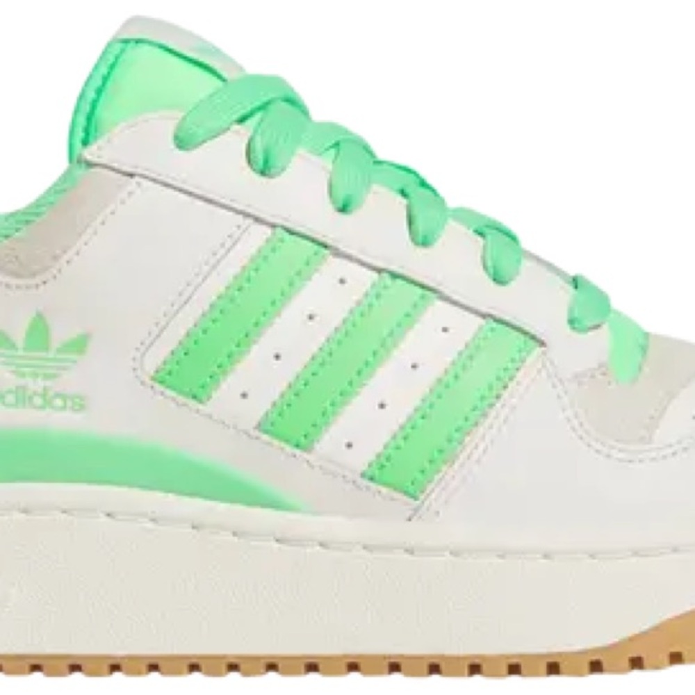 ADIDAS FORUM BOLD STRIPES SHOES White and Green Sneakers size 7 1/2 - Picture 6 of 9